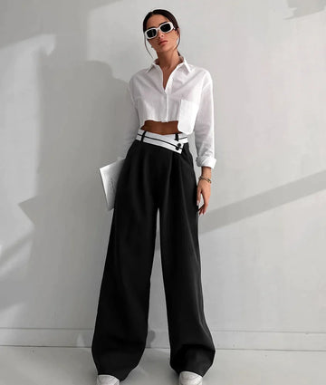 Everyday - High waisted trousers with band detail